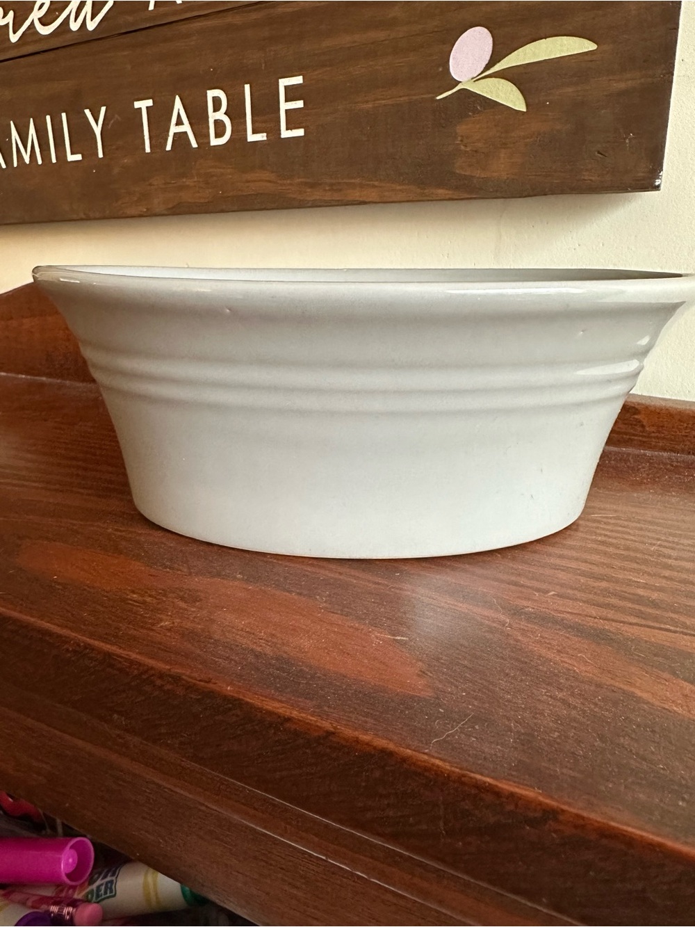 White Ceramic Serving Bowl - Classic Ribbed Design